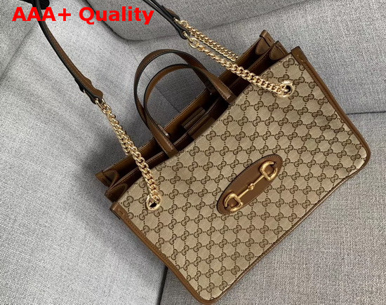 Gucci 1955 Horsebit Medium Tote Bag Original GG Brown 621144 Replica