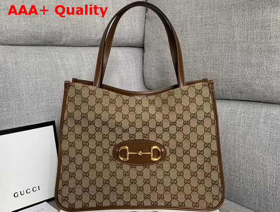 Gucci 1955 Horsebit Medium Tote Bag Original GG Brown 623694 Replica