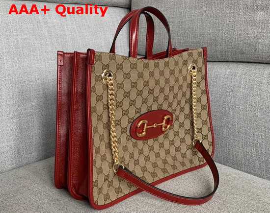 Gucci 1955 Horsebit Medium Tote Bag Original GG Red 621144 Replica