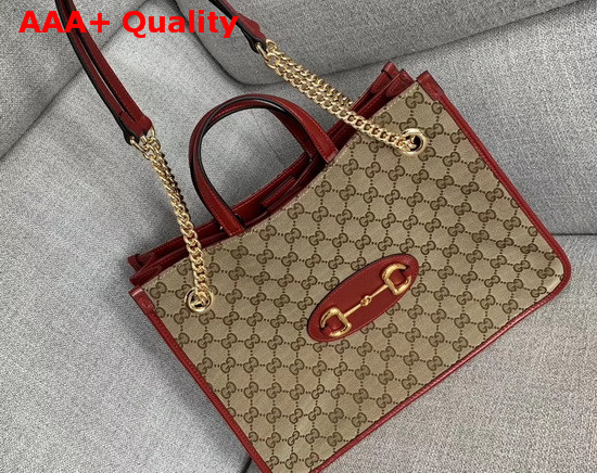 Gucci 1955 Horsebit Medium Tote Bag Original GG Red 621144 Replica