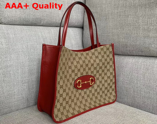 Gucci 1955 Horsebit Medium Tote Bag Original GG Red 623694 Replica