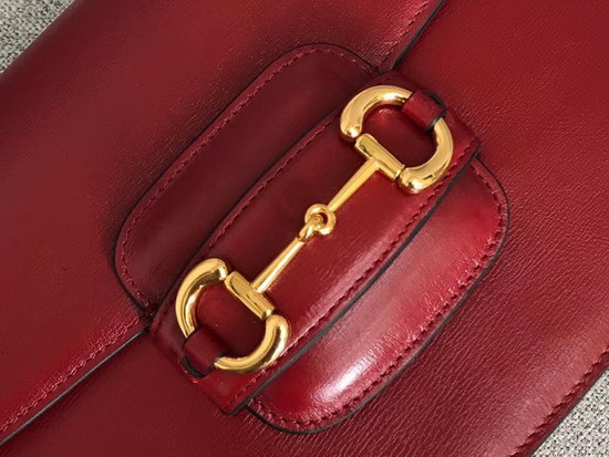 Gucci 1955 Horsebit Shoulder Bag in Red Textured Leather 602204