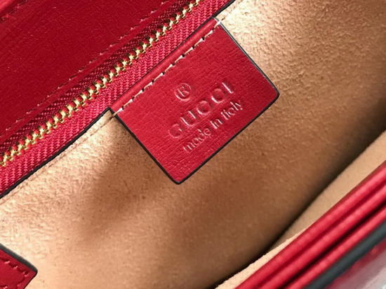 Gucci 1955 Horsebit Shoulder Bag in Red Textured Leather 602204