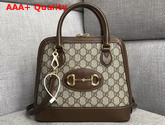 Gucci 1955 Horsebit Small Top Handle Bag Beige Ebony GG Supreme Canvas 621220 Replica