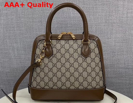 Gucci 1955 Horsebit Small Top Handle Bag GG Supreme Canvas and Brown Leather 621220 Replica