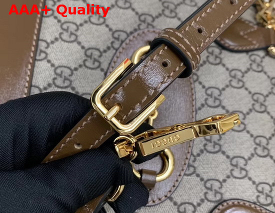 Gucci 1955 Horsebit Small Top Handle Bag GG Supreme Canvas and Brown Leather 621220 Replica