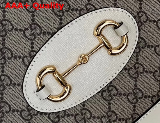 Gucci 1955 Horsebit Small Top Handle Bag GG Supreme Canvas and White Leather 621220 Replica