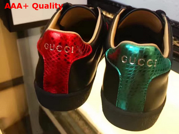 Gucci Ace Embroidered Low Top Sneaker Black Leather Replica