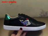 Gucci Ace Embroidered Low Top Sneaker in Black with Fish Embroidered Replica