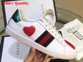 Gucci Ace Embroidered Low Top Sneaker in White with Red Heart Replica