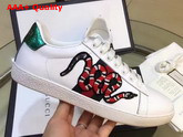 Gucci Ace Embroidered Low Top Sneaker in White with Snake Replica