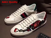 Gucci Ace Embroidered Low Top Sneaker with Floral Embroidery in White Leather For Men Replica