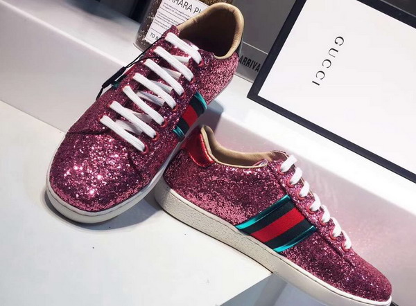 Gucci Ace Glitter Sneaker with Web Red Glitter