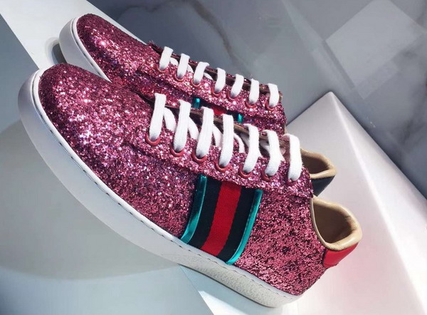 Gucci Ace Glitter Sneaker with Web Red Glitter