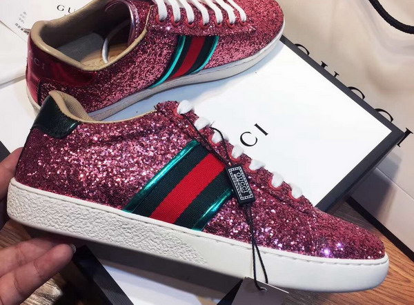 Gucci Ace Glitter Sneaker with Web Red Glitter