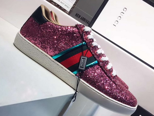 Gucci Ace Glitter Sneaker with Web Red Glitter