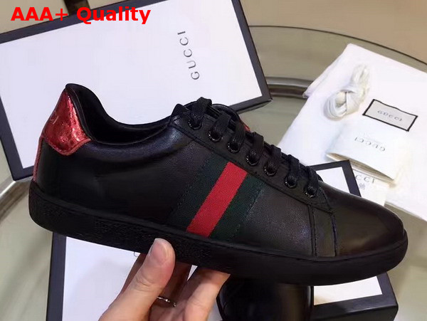 Gucci Ace Leather Low Top Sneaker Black Calf Leather Replica