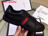 Gucci Ace Leather Low Top Sneaker Black Smooth Leather Replica