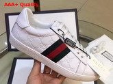 Gucci Ace Leather Low Top Sneaker White Signature Leather Replica