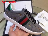 Gucci Ace Leather Low Top Sneaker in Grey Replica