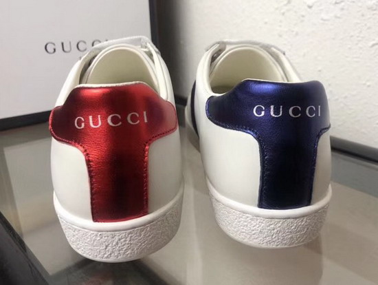 Gucci Ace Leather Sneaker in White with Embroidered Dog