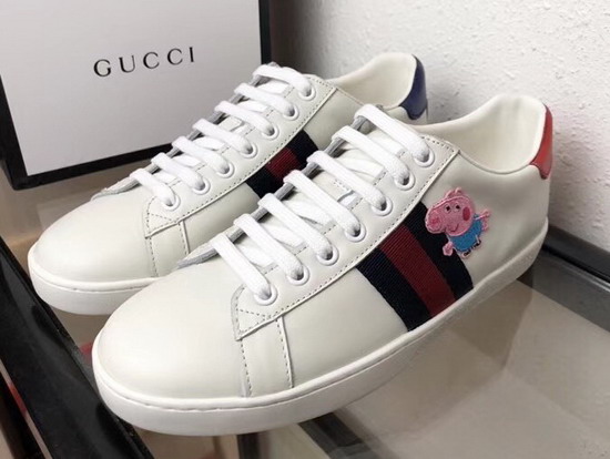 Gucci Ace Leather Sneaker with Embroidered Piglet