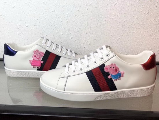 Gucci Ace Leather Sneaker with Embroidered Piglet