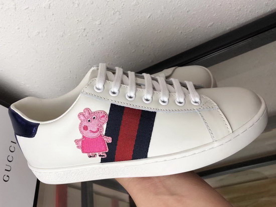 Gucci Ace Leather Sneaker with Embroidered Piglet