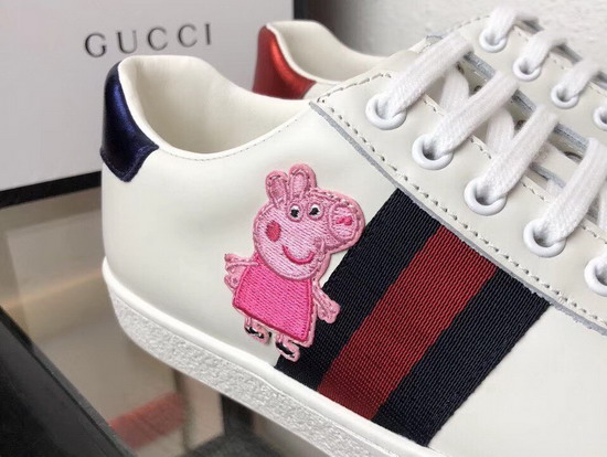 Gucci Ace Leather Sneaker with Embroidered Piglet