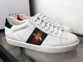 Gucci Ace Leather Sneaker with Gold Embroidered Bee