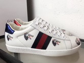 Gucci Ace Leather Sneaker with Printed Wolf