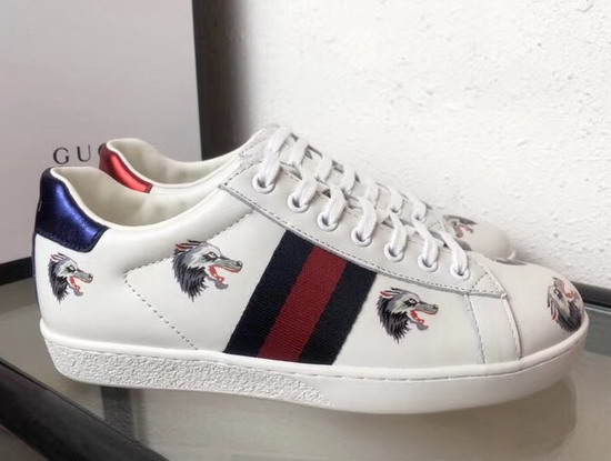 Gucci Ace Leather Sneaker with Printed Wolf