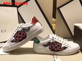 Gucci Ace Low Top Sneaker with An Embroidered Snake Applique Set Against The Web Replica