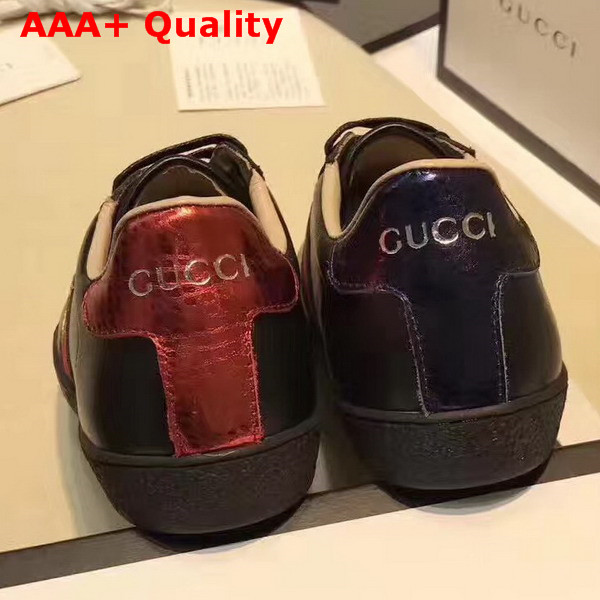 Gucci Ace Low Top Sneaker with Gold Thread Embroidered Bees Black Leather Replica