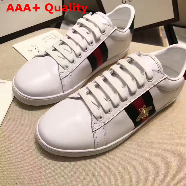 Gucci Ace Low Top Sneaker with Gold Thread Embroidered Bees White Replica