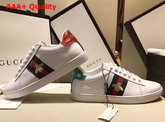 Gucci Ace Low Top Sneaker with Gold Thread Embroidered Bees White Replica