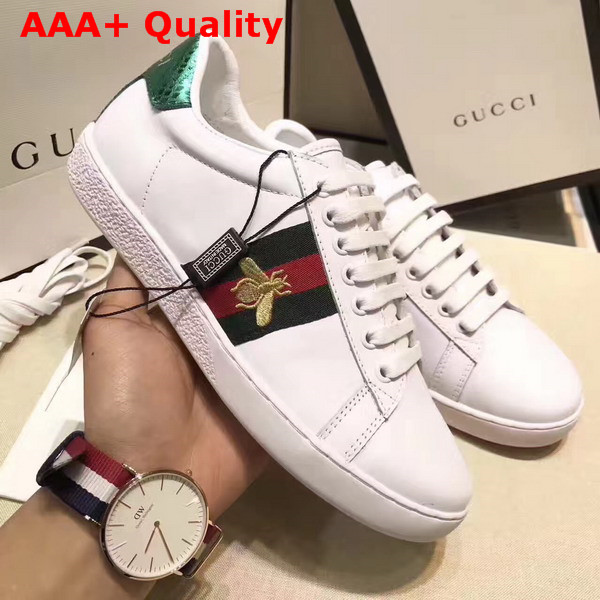 Gucci Ace Low Top Sneaker with Gold Thread Embroidered Bees White Replica