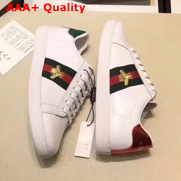 Gucci Ace Low Top Sneaker with Gold Thread Embroidered Bees White Replica