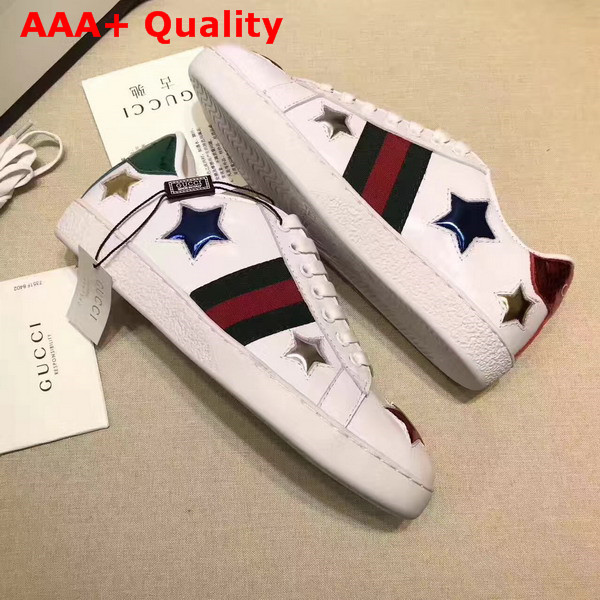 Gucci Ace Low Top Sneaker with Gucci Web and Leather Stars Replica