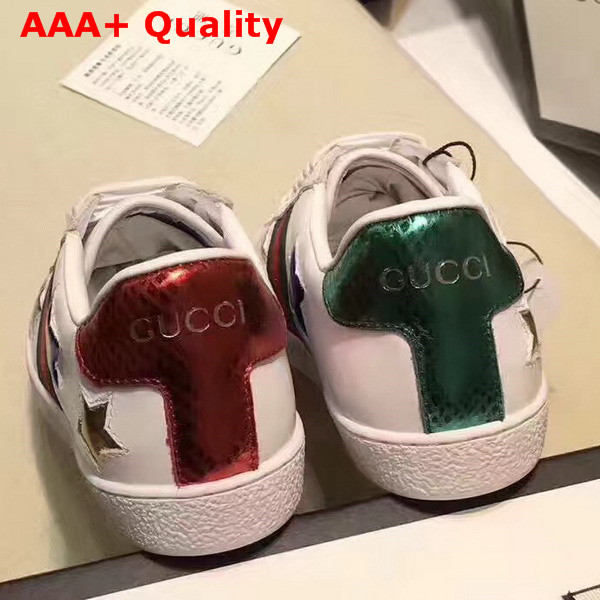 Gucci Ace Low Top Sneaker with Gucci Web and Leather Stars Replica