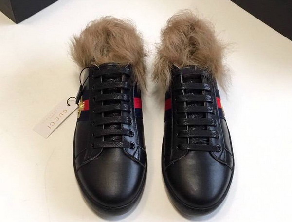 Gucci Ace Sneaker with Fur Black Leather