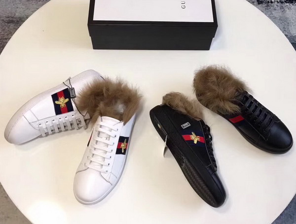 Gucci Ace Sneaker with Fur Black Leather