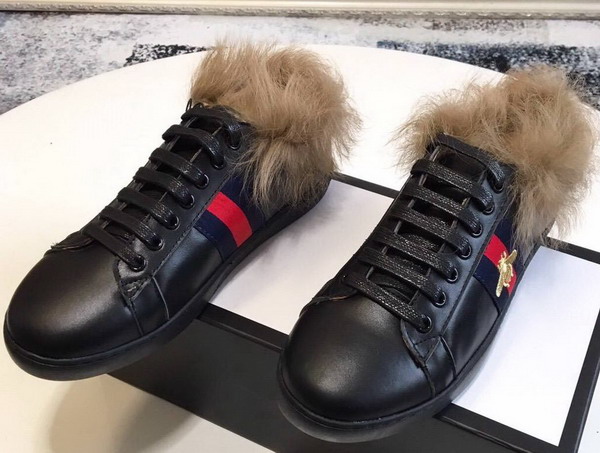 Gucci Ace Sneaker with Fur Black Leather