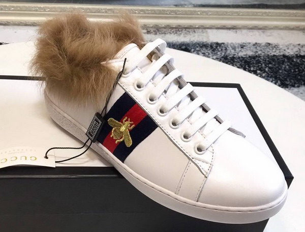 Gucci Ace Sneaker with Fur White Leather