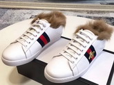 Gucci Ace Sneaker with Fur White Leather