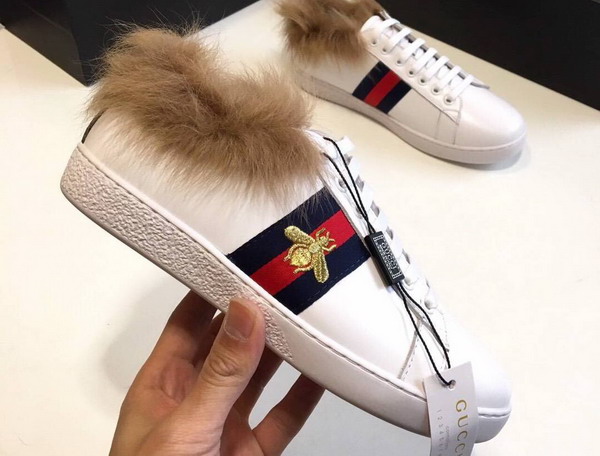 Gucci Ace Sneaker with Fur White Leather