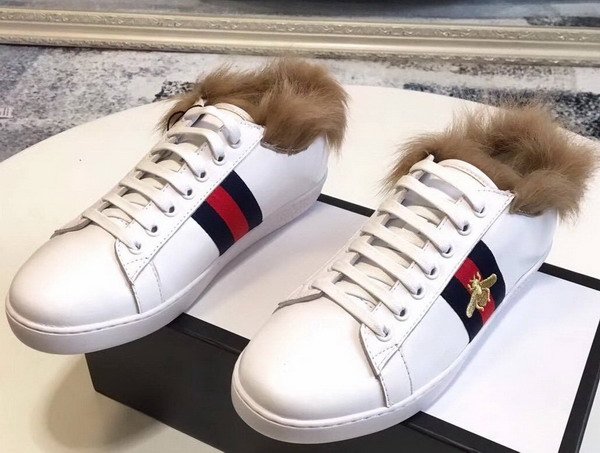 Gucci Ace Sneaker with Fur White Leather