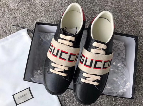 Gucci Ace Sneaker with Gucci Stripe in Black Real Leather