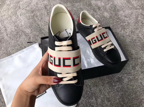 Gucci Ace Sneaker with Gucci Stripe in Black Real Leather