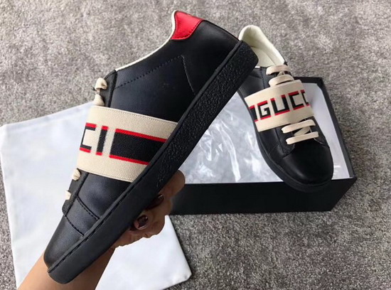 Gucci Ace Sneaker with Gucci Stripe in Black Real Leather